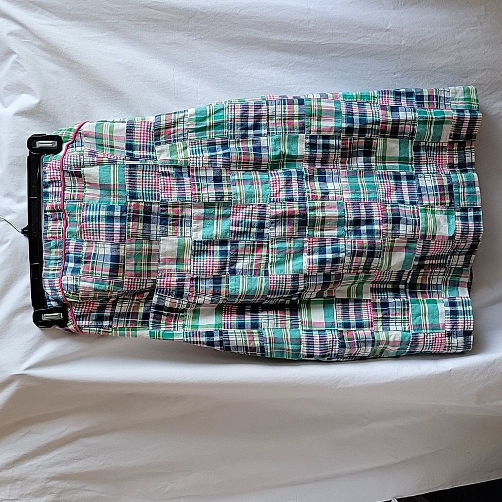 Strapless Plaid Vineyard Vines Dress with Pink Sash Size 4